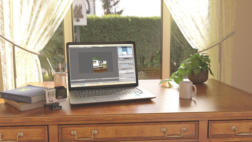 working on a laptop